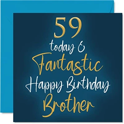 Afbeelding van Fantastische verjaardagskaart voor broer 59 Today &amp; Fantastic van een zus, verjaardagscadeau broer, 145 mm x