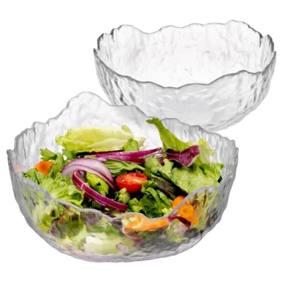 Afbeelding van Navaris glazen serveerschalen set Van 2 Schaaltjes in maten Ronde kommen ter decoratie Als fruitschaal dessert schaal of salade kom glas