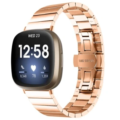 Afbeelding van Fitbit Versa 3/4 &amp; Sense 1/2 metalen schakelband Champagne goud