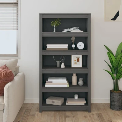 Afbeelding van Boekenkast 80x35x154 cm massief grenenhout grijs