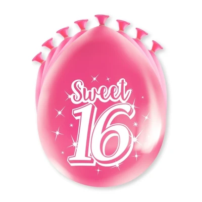 Afbeelding van Ballonnen Sweet 16 jaar party 30cm 8 stuks