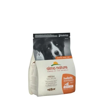Afbeelding van Almo Nature Hond Holistic Droogvoer voor Middelgrote tot Grote Hondenrassen Maintenance Rundvlees, Kip, Lam of Zalm in 400gr, 2kg 12kg Smaak: Zalm, Gewicht: Medium/Large