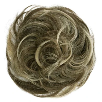 Afbeelding van PRETTYSHOP Haarstukje Haarwokkel Bruids Kapsel Opgestoken Volumineus Licht Golvend Knoet Bruin Blond Mix G38B