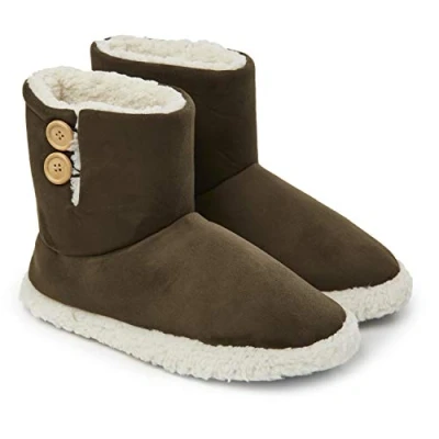 Afbeelding van Dunlop Herenpantoffels, gevoerde winterlaarzen, voor heren, binnen en buiten, warme pantoffels, met antislip zolen, van traagschuim, origineel cadeau, Khaki (stad)