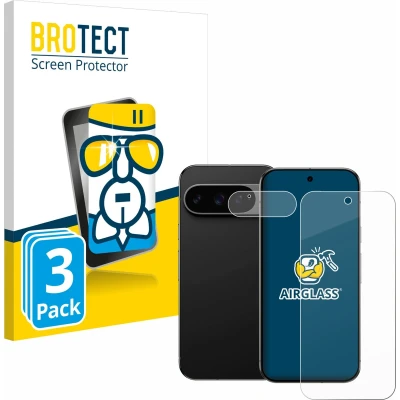 Afbeelding van BROTECT Screenprotector voor Google Pixel 9 Pro (Voor+Camera) Folie Beschermfolie Beschermglas transparant (3 Stuks)