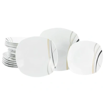 Afbeelding van CreaTable, 24031, serie Square City Line, 18 delige serviesset voor 6 personen, bordenset van porselein, vaatwasser en magnetronbestendig, kwaliteitsproductie