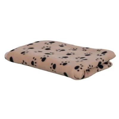 Afbeelding van Kerbl Hondendeken Stella met pootpatroon, knuffeldeken voor mandjes/sofa/bed, fleecedeken, 140 x 100 cm, beige