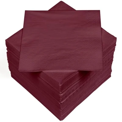 Afbeelding van HEKU 100 stuks servetten, 3 laags, 33 x cm, uniforme kwaliteit voor evenementen en catering, praktische verpakking van 5, zeer absorberend elegant, bordeauxrood
