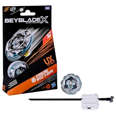 Image de Beyblade X Starter Pack Sterling Wolf 3 80FB UX avec toupie et lanceur