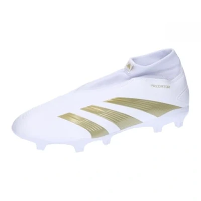 Afbeelding van adidas Performance Predator League Laceless FIRM Ground Voetbalschoenen met kunststof noppen, Heren, Maat: 45 1/3, Footwear white/gold metallic