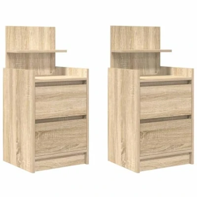 Afbeelding van vidaXL Nachtkastjes met 2 lades st 38x34x80 cm Sonoma eikenkleurig