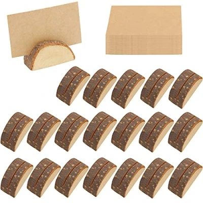 Afbeelding van Belle Vous houten plaatskaart van halve cirkel (20 stuks) rustieke sokkel en 30 kaarten voor tafelnummer, naam, verjaardag, bruiloft, feestdecoratie, foto&#039;s memo