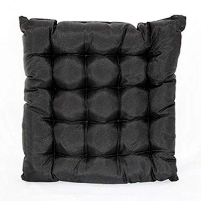 Afbeelding van Stoelkussen Essential Zwart 40 x cm Eetkamer &amp; Tuinstoel zitkussen met linten 100% Polyester Geschikt voor buiten