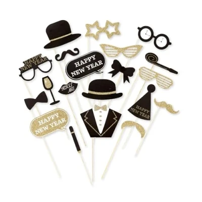 Afbeelding van Nieuwjaar photobooth set Feestdecoratievoorwerp