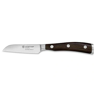 Afbeelding van Wusthof Ikon schilmes 8 cm, 1010533208 luxe in giftbox X50CrMoV15 staal Grenadille hout handvat