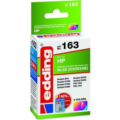 Afbeelding van Edding Inktcartridge vervangt HP 22XL, C9352AE Compatibel Cyaan, Magenta, Geel EDD 163 18