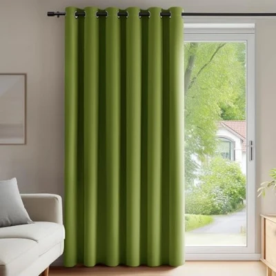 Afbeelding van Deconovo Warmte isolerende verduisteringsgordijnen, 200 x 280 cm (breedte hoogte), gordijnen voor woonkamer en slaapkamer, modern design met oogjes, grasgroen, 1 stuk