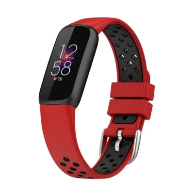 Afbeelding van Fitbit Luxe Siliconen sportbandje Maat: Large Rood + zwart