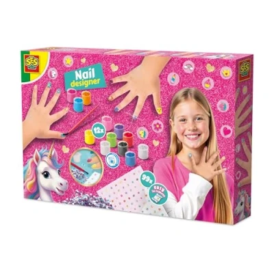 Afbeelding van SES Creative 14729 Eenhoorn Nagel Ontwerper Knutselset voor Kinderen vanaf 6 Jaar Inclusief nagellak en glitterstenen Perfect creatieve nagelontwerpen