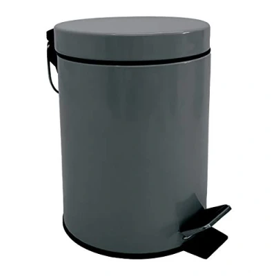 Afbeelding van MSV Prullenbak/pedaalemmer metaal donkergrijs 3 liter 17 x 25 cm Badkamer/toilet