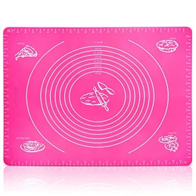 Afbeelding van Belmalia Grote mat voor bakken, rollen, hittebestendig, siliconen je pizza, deeg, fondant, keuken, 50 x 40 cm, roze