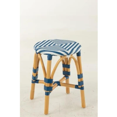 Afbeelding van J Line Kruk Live Rattan/Kunststof Naturel/Blauw