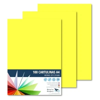 Afbeelding van Raylu Paper® 100 vellen citroengeel, DIN A4, ideaal voor binden, kantoorwerk, tekenen, schoolknutselen (citroengeel)
