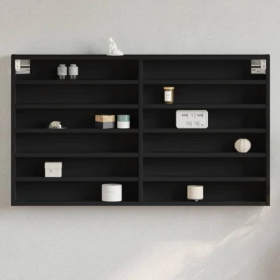 Afbeelding van Vitrinekast 100x8,5x58 cm bewerkt hout zwart