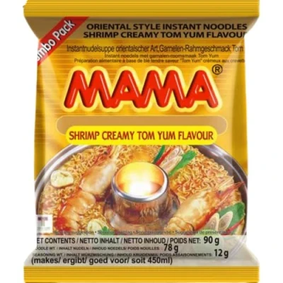 Afbeelding van Mama Instant Noedels Tom Yum Garnalen Room Jumbo Pack 20 x 90 g Noedelsoep Asian Food Lovers