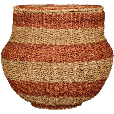 Afbeelding van Tacoma Opbergmand met Deksel H48 x Ø55 cm Jute Oranje