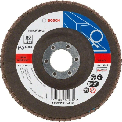 Image de BOSCH 2608606718 disque à lamelles X551 Expert pour métal, diamètre 125 mm, grain 80, version angulaire