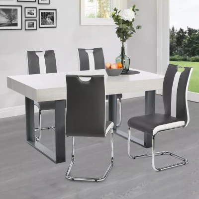 Image de Lot de 4 chaises PIA grises et blanches pour salle à manger