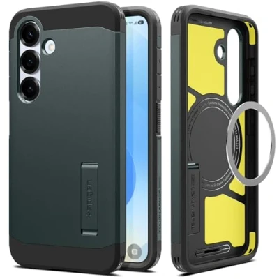 Afbeelding van Spigen Tough Armor (AI) MagFit beschermhoes compatibel met Samsung Galaxy S25 groen