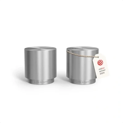 Afbeelding van LARS NYSØM &#039;Svæve&#039; Set Roestvrijstalen Peper en Zoutstel Modern Minimalistisch Ontwerp Eenvoudig Navullen Stainless Steel