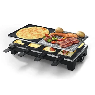 Image de Appareil à Raclette 4en1 Crêpière Grill Pierre cuire 8 personnes 1500W Cheese &amp; Stone SENYA