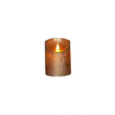 Afbeelding van Batterijverlichting kaars wax rustiek met bewegende vlam goud 10 cm Anna&#039;s Collection