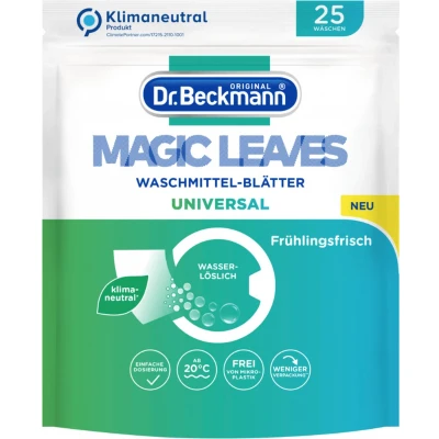Afbeelding van D.Beckmann Magic Leaves Universeel 25 Wasvellen Wasbeurten Wasstrips Wasmiddeldoekjes