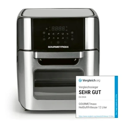 Afbeelding van Gourmetmaxx Heteluchtfriteuse 12L Digitaal Grill Oven RVS Voor het hele gezin XXL Multi 1800W .