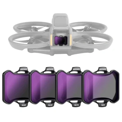Afbeelding van Neewer Set van 4 neutrale dichtheidsfilters compatibel met DJI Avata 2, ND8/ND16/ND32/ND64, drone accessoires, dubbelzijdig HD glas, geen storing de afdekking
