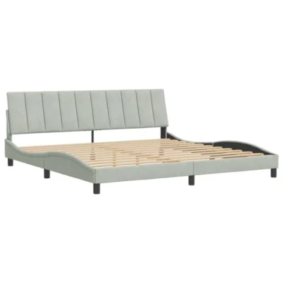 Afbeelding van vidaXL Bedframe met hoofdeinde fluweel lichtgrijs 200x200 cm