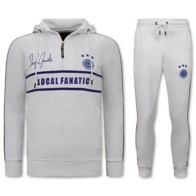 Afbeelding van Local Fanatic Heren Trainingspak Double Line Signed Wit Blauw Maat L
