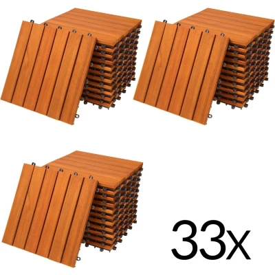 Afbeelding van 33x Houttegel 3m² Eucalyptushout 30x30cm FSC® gecertificeerd