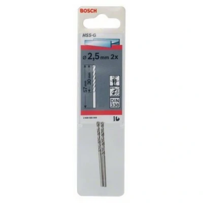 Afbeelding van Bosch Metaalboor HSS G diameter 2.5mm blister van 2 boren