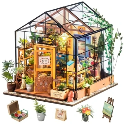 Afbeelding van Rolife 3D poppenhuis om te knutselen, met miniatuurverlichting, van hout, kits top, cadeau voor meisjes, 14, 15, 16, 17, 18 jaar, tot speelgoed (Cathy&#039;s Flower House)