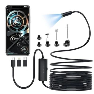 Afbeelding van YSWOVUO Endoscopische camera, 1920, HD, type C, 5 m, met 8 ledlampen, inspectiecamera, IP67 waterdicht, geen wifi, voor Android en iOS smartphone, iPhone, iPad, Samsung
