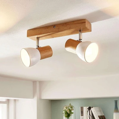 Afbeelding van Lindby buitenspot 2lichts hout, metaal H: 17 cm E14 licht wit