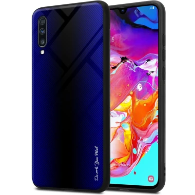 Afbeelding van Cadorabo Hoesje geschikt voor Samsung Galaxy A70 / A70s in KOBALT PAARS Beschermhoes gemaakt van TPU silicone Case Cover en achterkant gehard glas