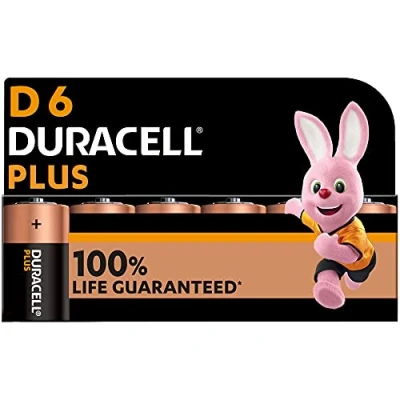 Image de Duracell Plus Piles D (lot de 6) Alcalines 1,5V Durée vie garantie à 100% Idéales pour les appareils du quotidien Emballage 0% plastique Conservation 10 ans LR20 MN1300