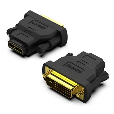 Afbeelding van DVI naar HDMI adapter, BENFEI bidirectionele (DVI D) mannelijk vrouwelijk met verguld snoer, 2 stuks