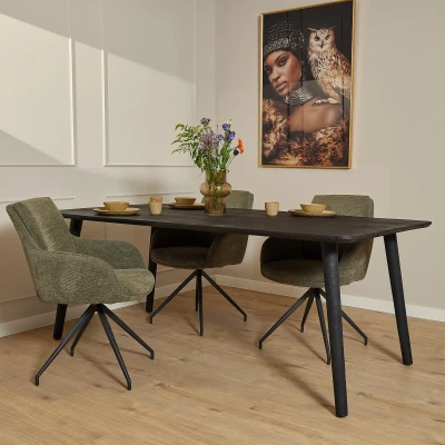 Afbeelding van StarFurn Eettafel Omaha Mangohout Zwart 200cm